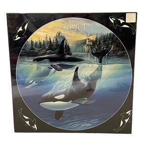 Vintage 90s‎ FX Schmid Orca Cove 500 Piece Round Puzzle S Vintson  1997 New